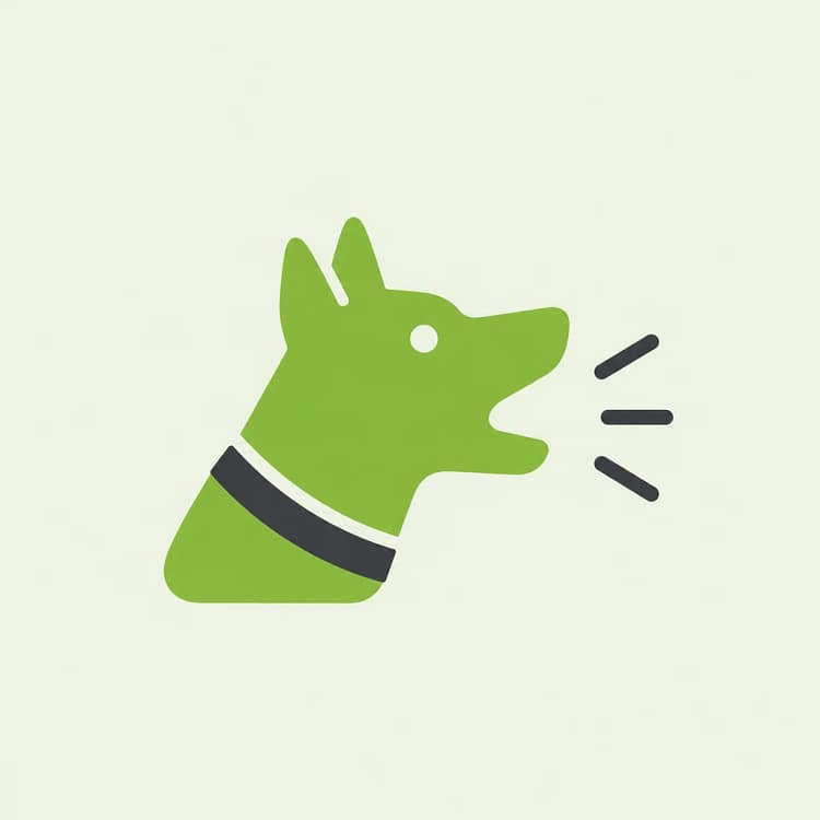 Icono de perro con ladrido y reactividad ante estímulos